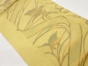 本場筑前博多変わり花唐草・曲線模様織出し名古屋帯